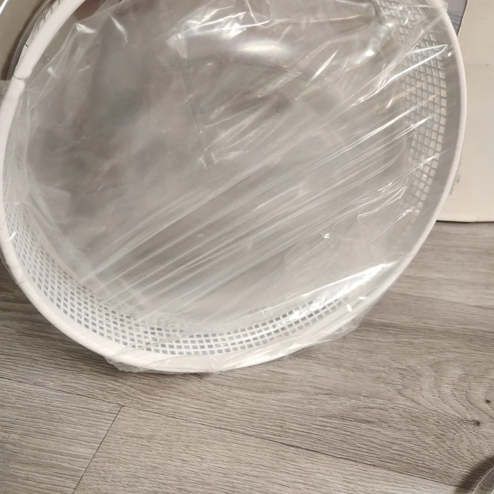 Vintage Tech by Beucler 2 Qt Casserole Server Glass with Lid White Vinyl Handles